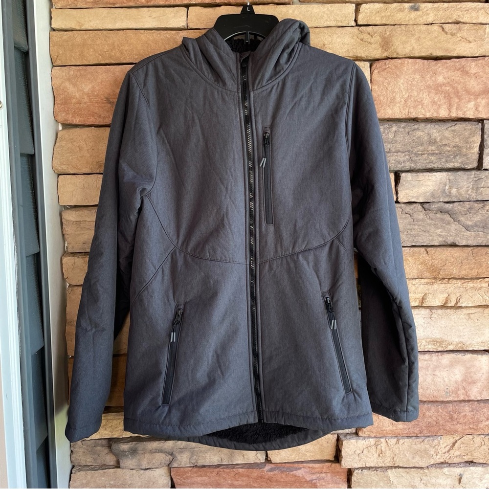 All In Motion Gray Hood Fleece Lined Jacket Women Small Like New